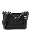 Patent Goatskin Quilted Small Gabrielle Hobo Black