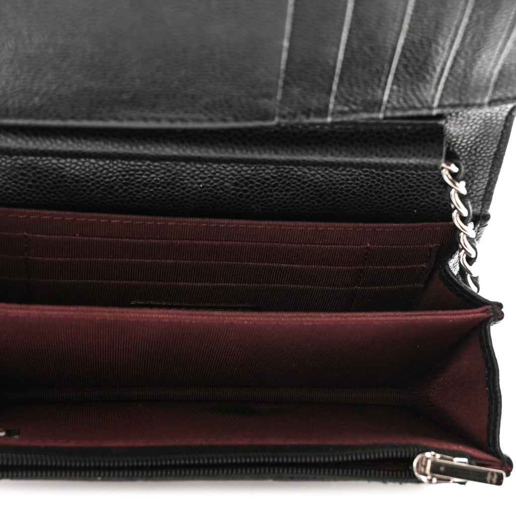 Caviar Quilted Mini Wallet On Chain WOC Black