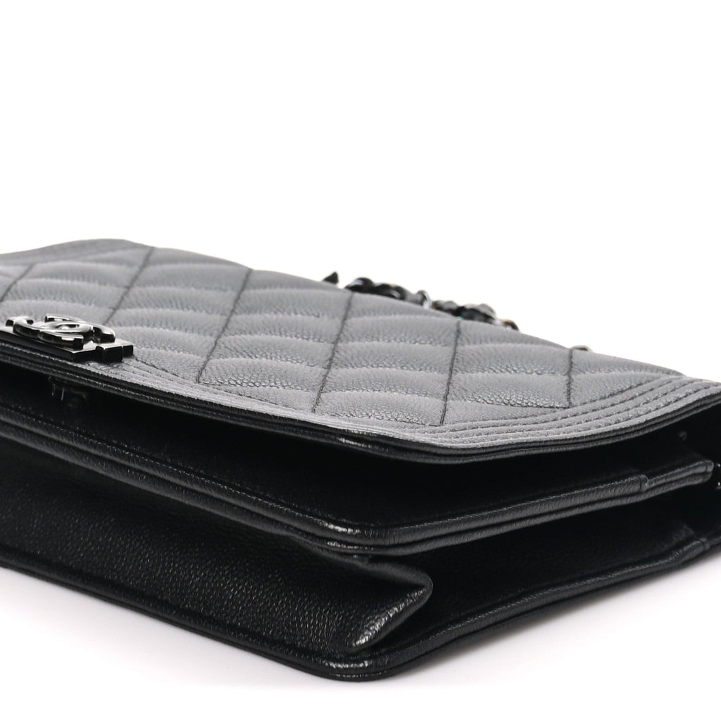 Caviar Quilted Boy Wallet On Chain WOC So Black