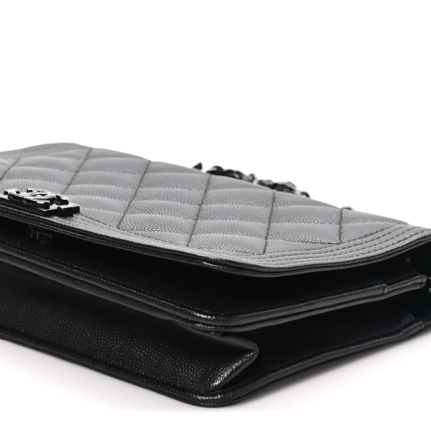 Caviar Quilted Boy Wallet On Chain WOC So Black