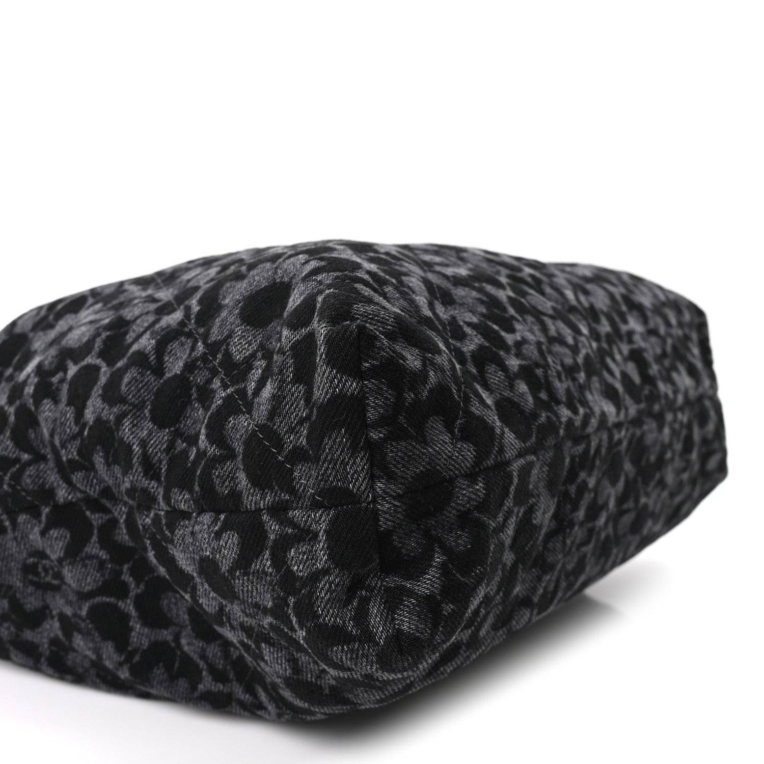 Denim Quilted Floral Print Small Chanel 22 Black