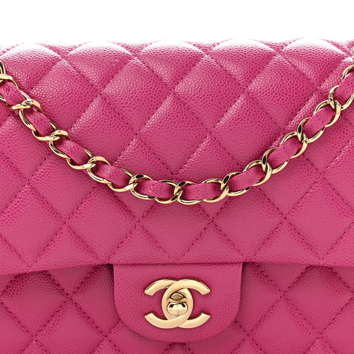 Caviar Quilted Medium Double Flap Purple