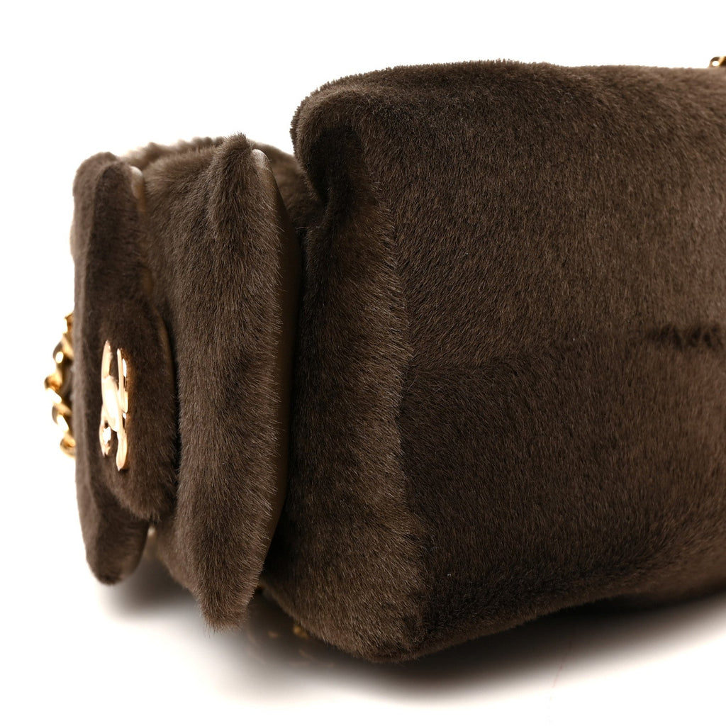 Pony Hair Mini Chanel 25 Handbag Dark Khaki