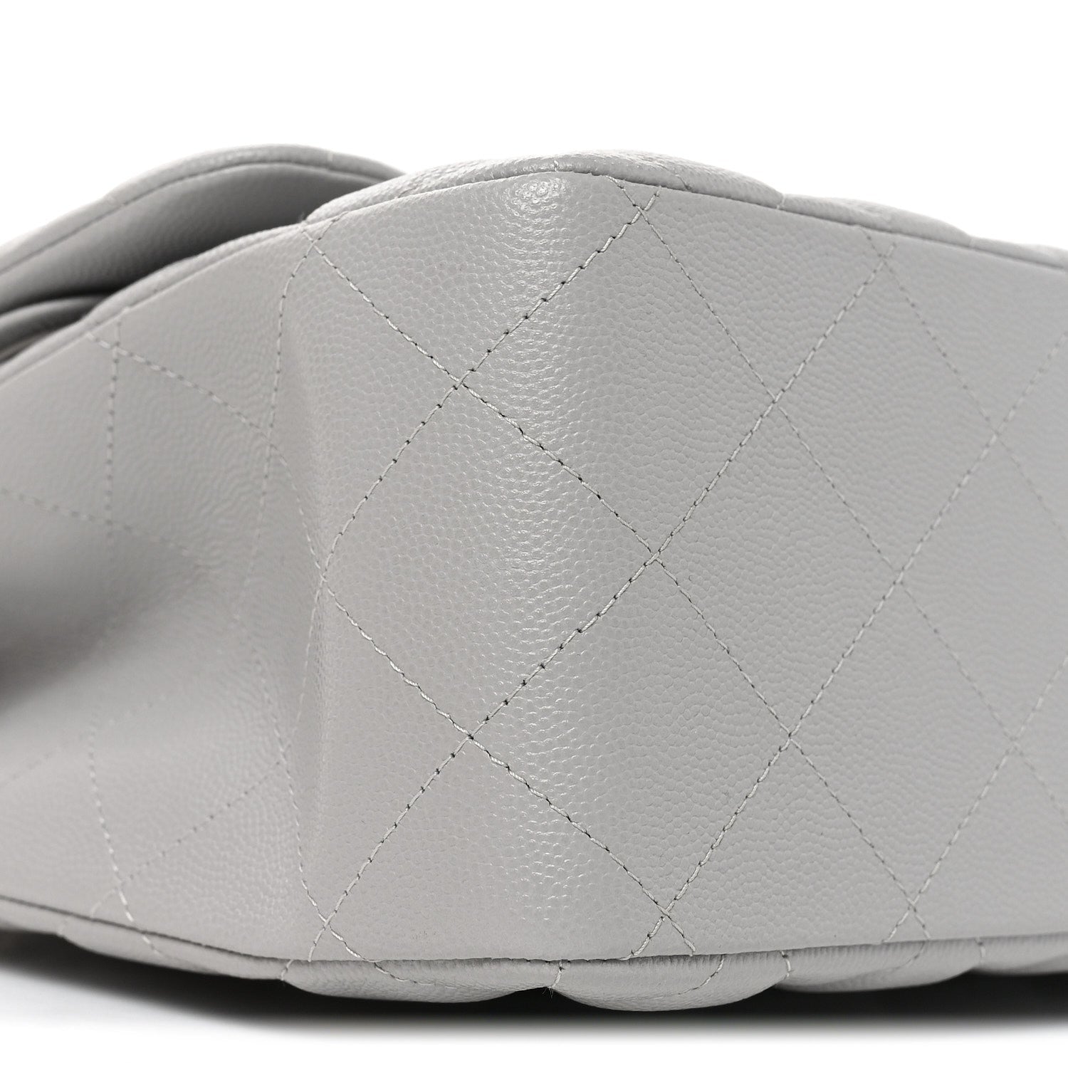 Caviar Quilted Jumbo Double Flap Grey
