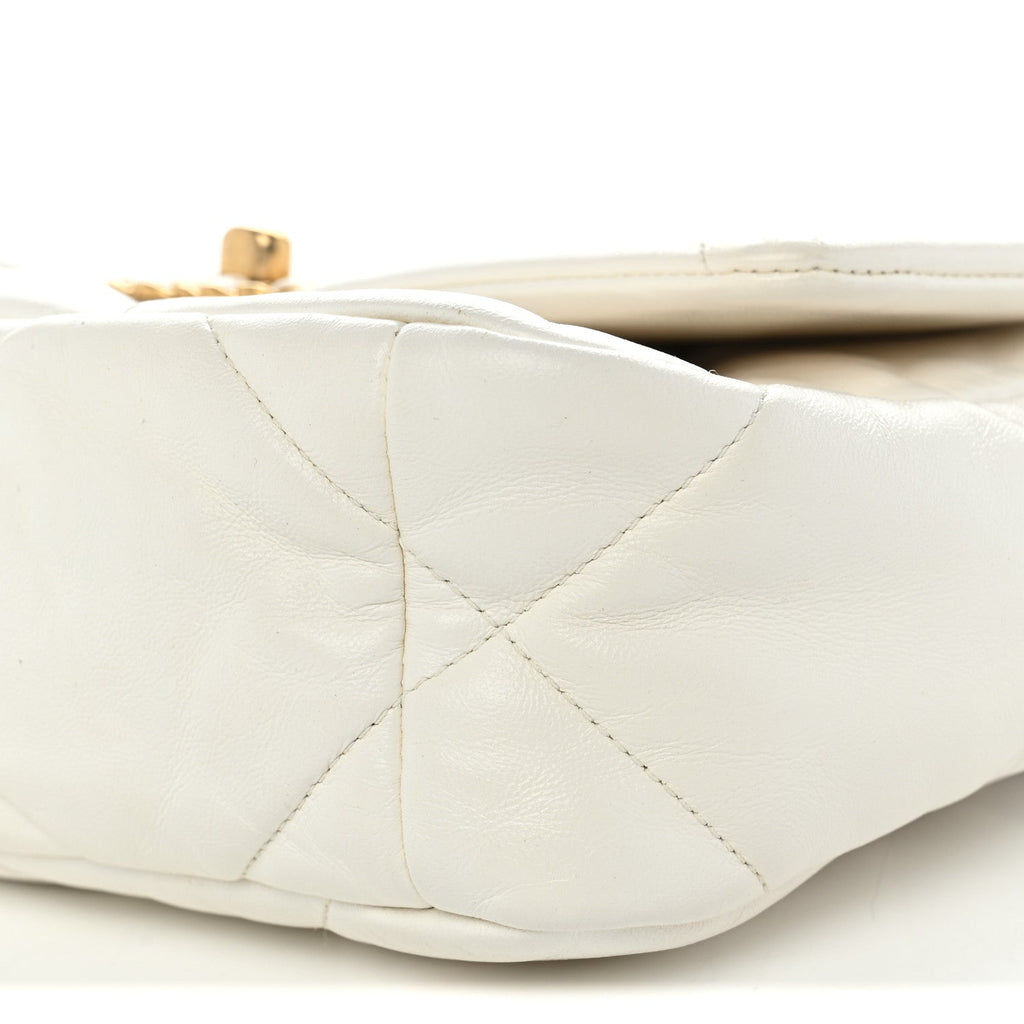 Goatskin Quilted Medium Chanel 19 Flap White