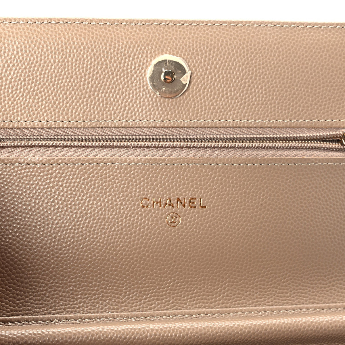 Metallic Caviar Quilted Wallet On Chain WOC Dark Gold