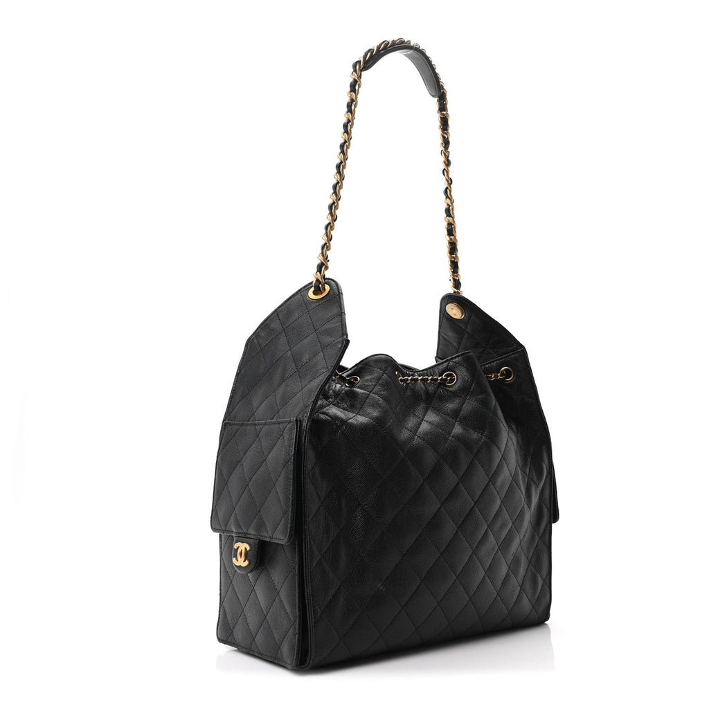 Caviar Quilted Medium Chanel 25 Handbag Black