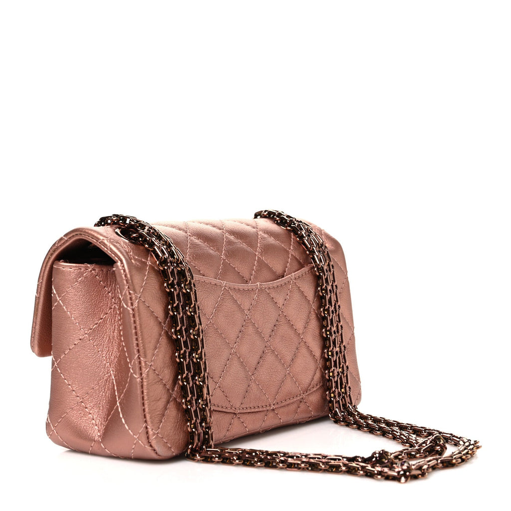 Metallic Grained Calfskin Quilted 2.55 Reissue Mini Flap Copper Pink Copper Pink