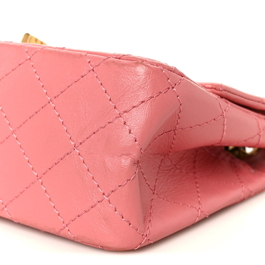 Aged Calfskin Quilted 2.55 Reissue Mini Flap Pink
