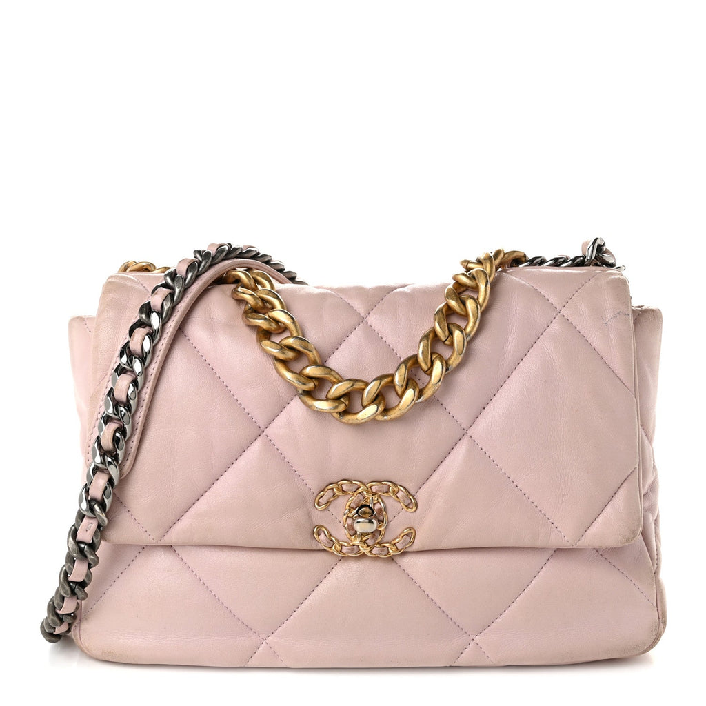 Lambskin Quilted Large Chanel 19 Flap Light Pink