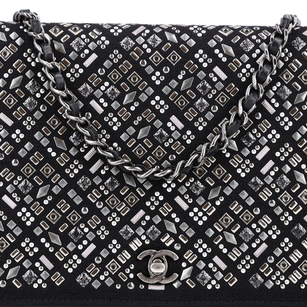 Lambskin Embellished Quilted Wallet On Chain WOC Black