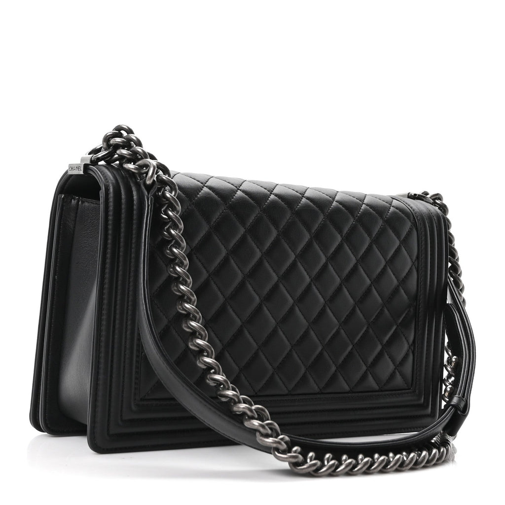 Calfskin Quilted New Medium Boy Flap Black