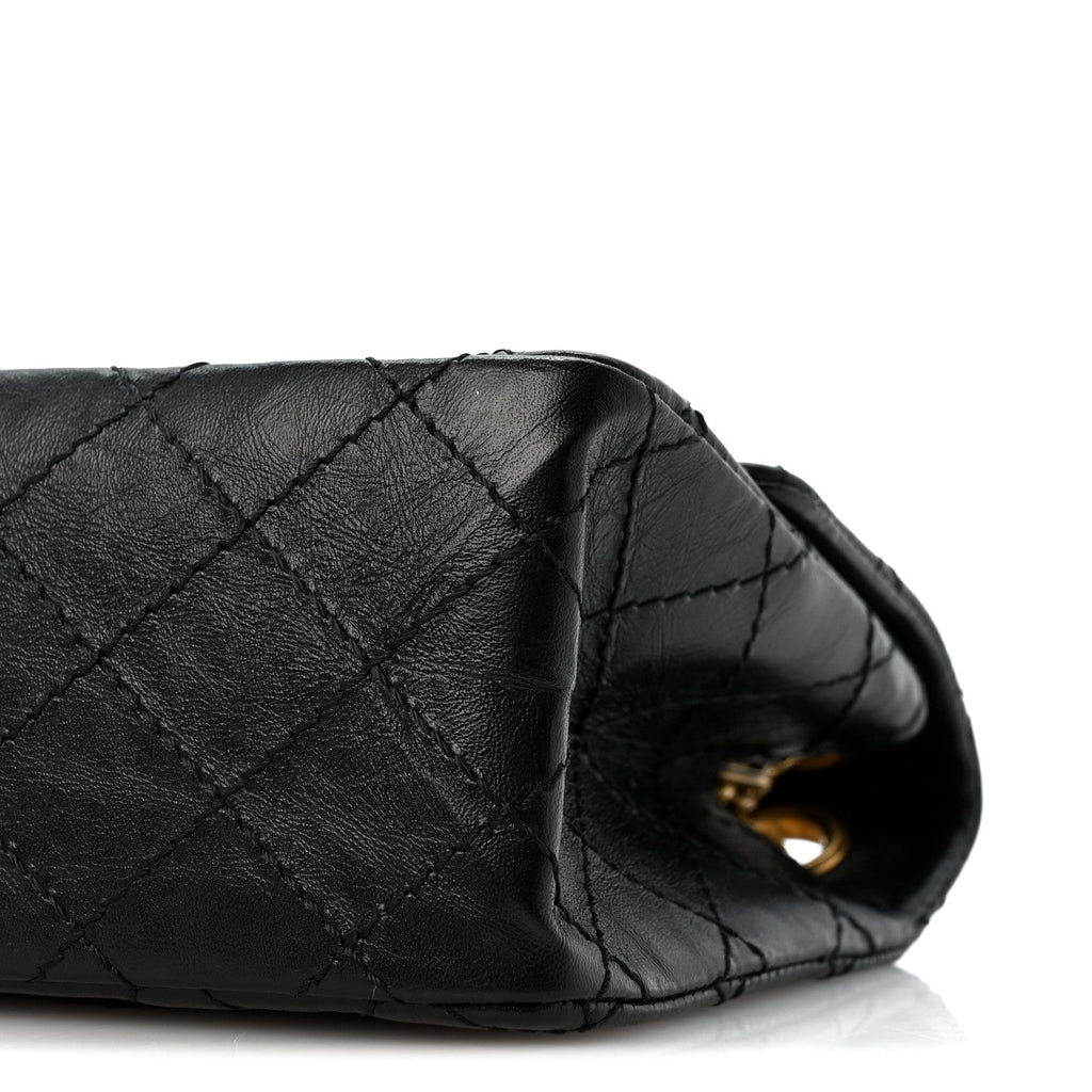 Aged Calfskin Quilted 2.55 Reissue Mini Flap Black