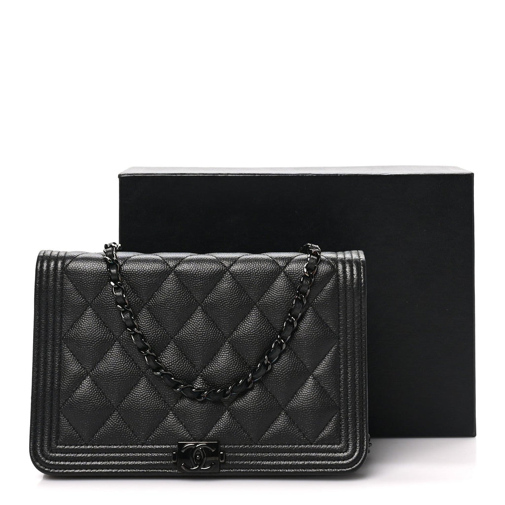 Caviar Quilted Boy Wallet On Chain WOC So Black