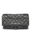 Metallic Aged Calfskin Quilted 2.55 Reissue 227 Flap Dark Silver