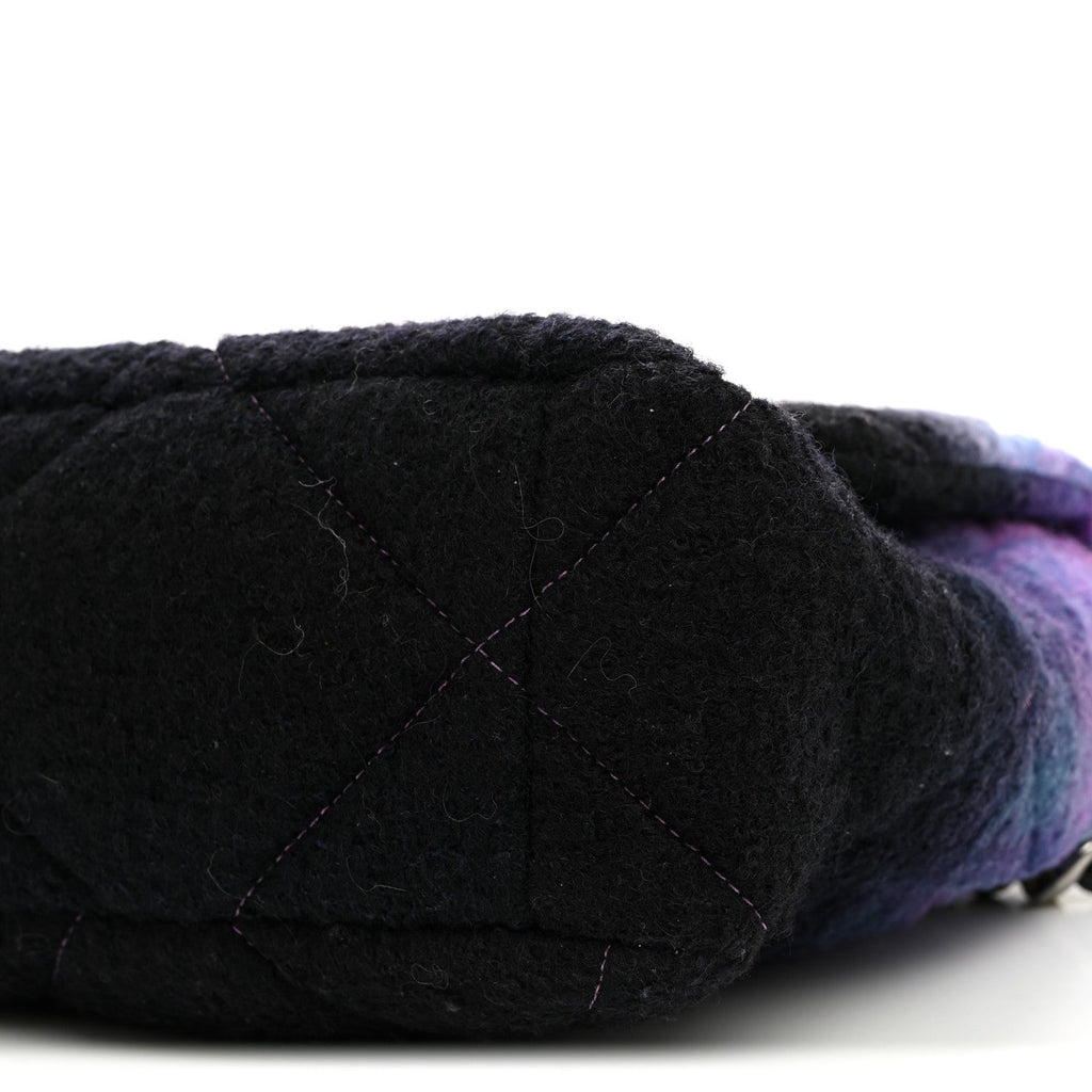 Wool Tweed Quilted Large Chanel 19 Flap Purple Black Blue