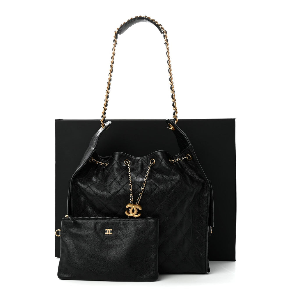 Caviar Quilted Medium Chanel 25 Handbag Black