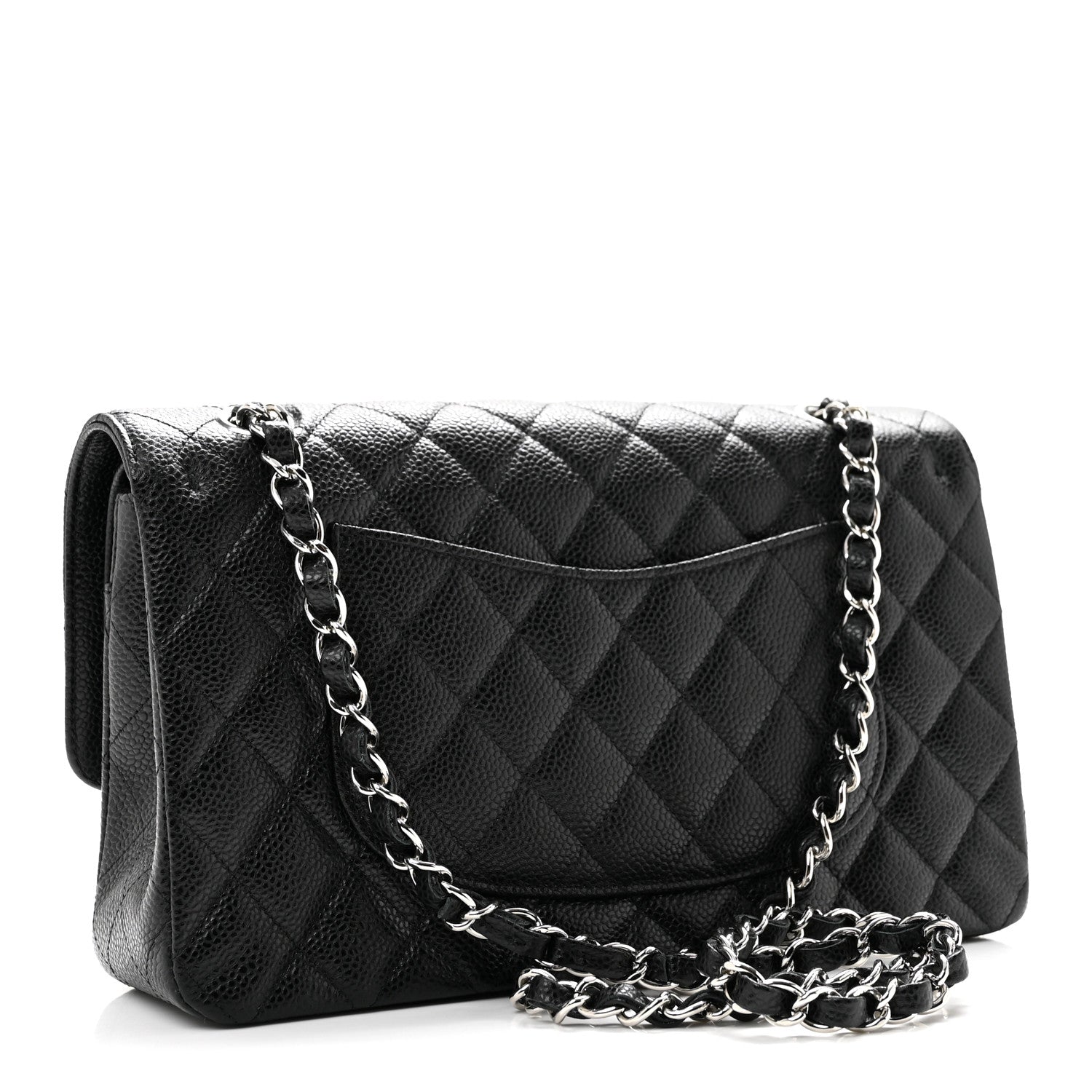 Caviar Quilted Medium Double Flap Black