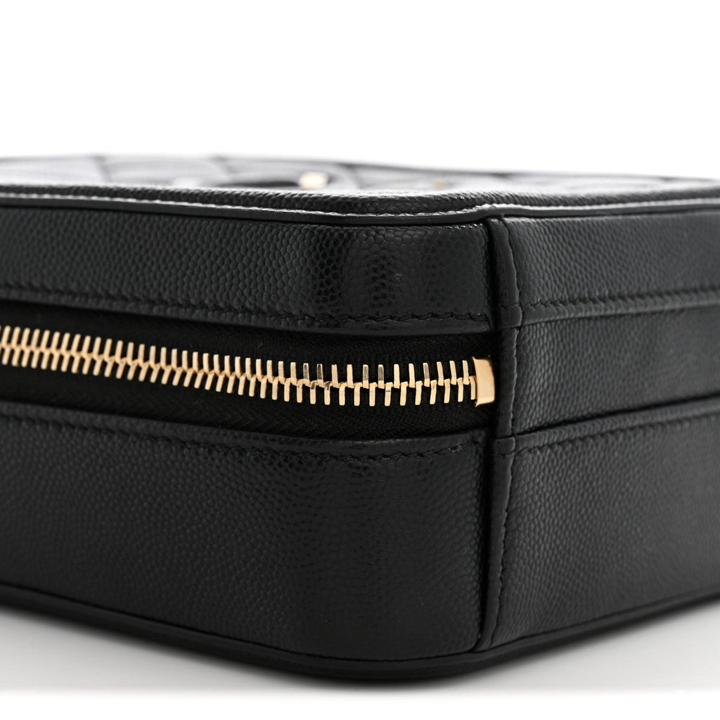 Caviar Quilted CC North South Filigree Vanity Case Black