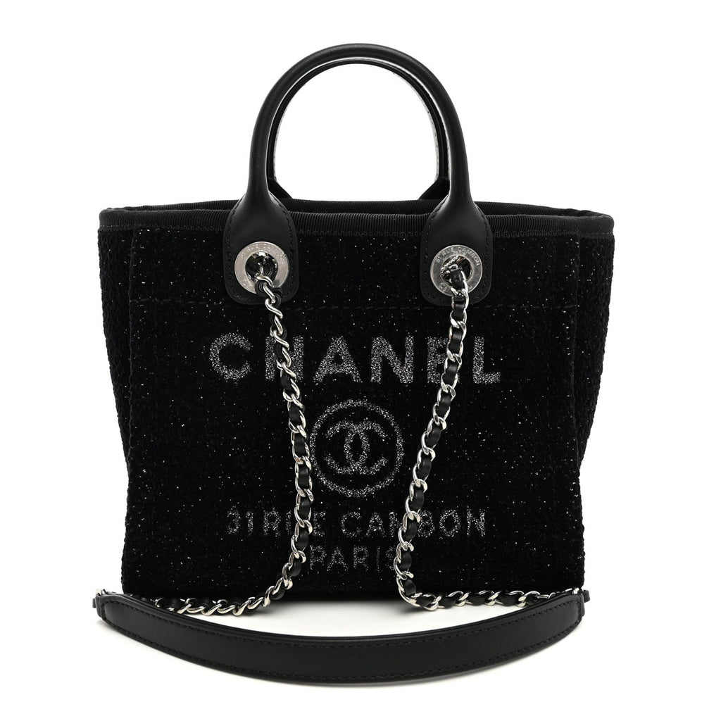 Lurex Canvas Mini Deauville Tote Black