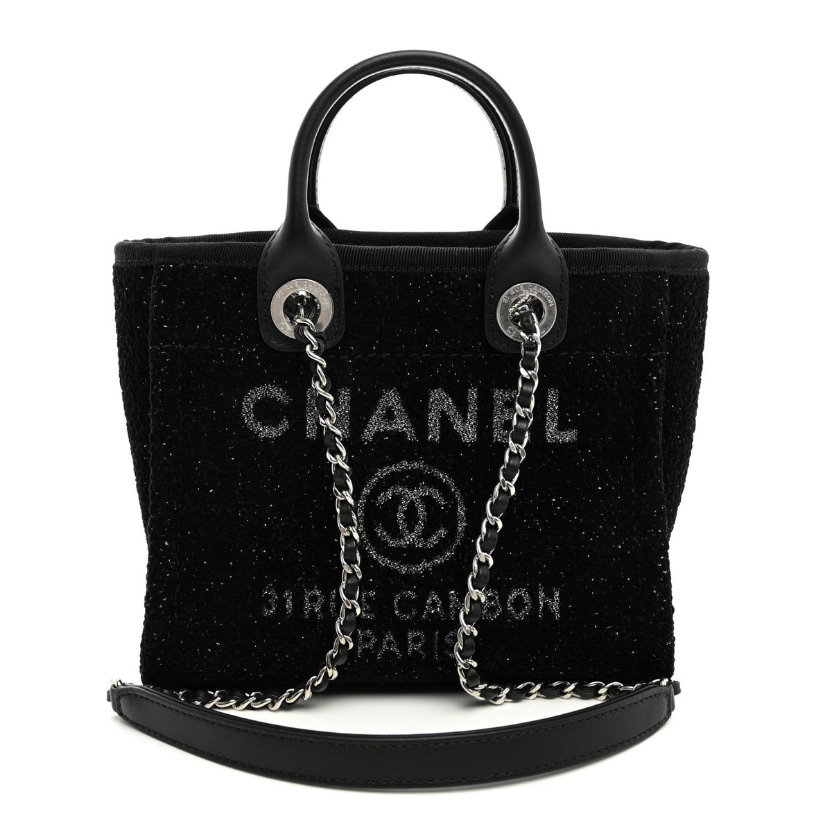 Lurex Canvas Mini Deauville Tote Black