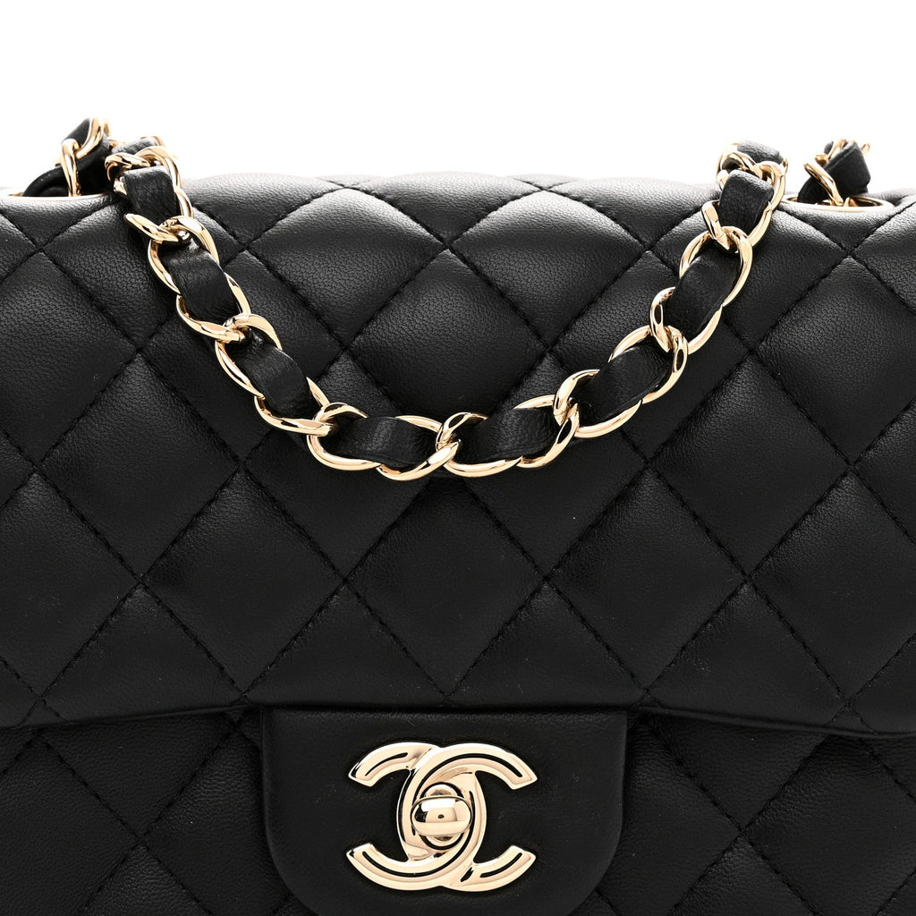 Lambskin Quilted Mini Square Flap Black