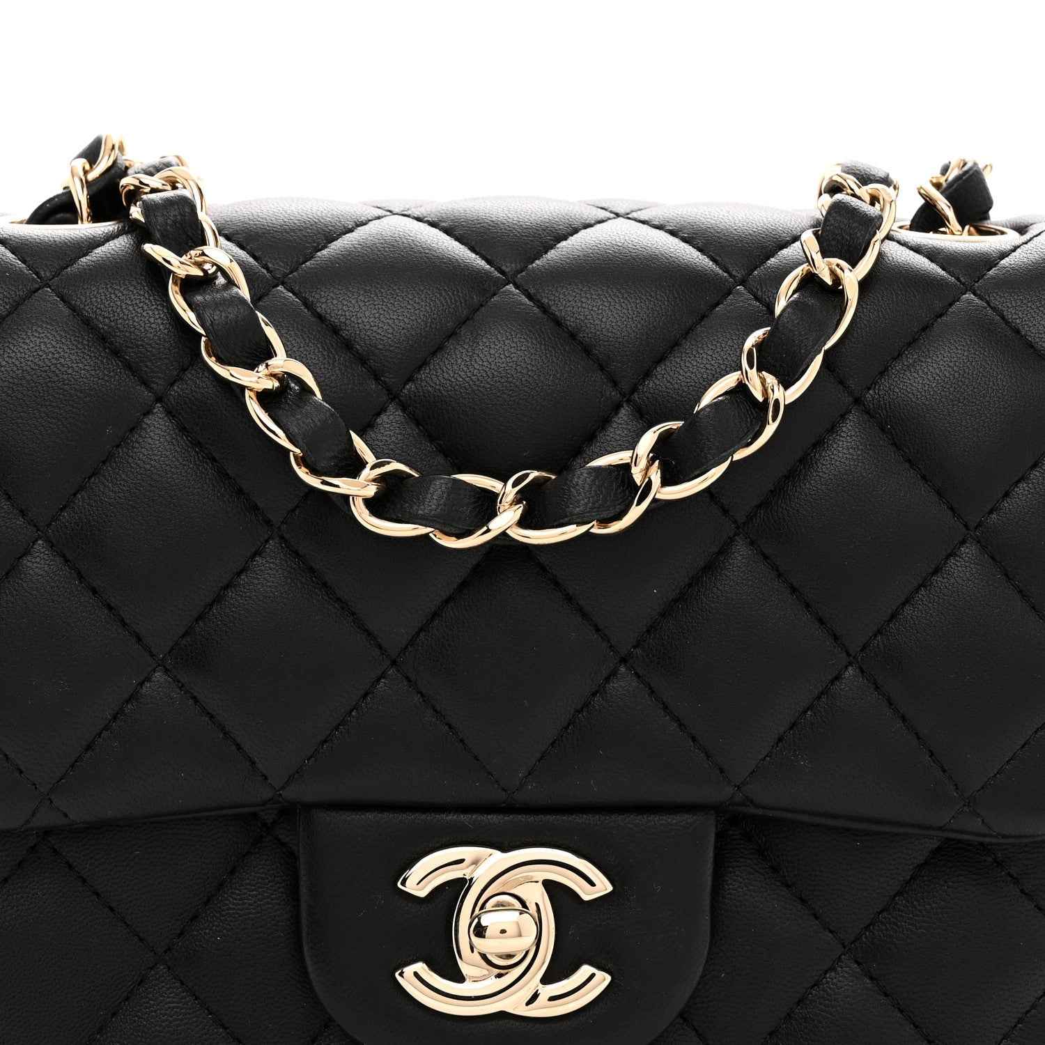 Lambskin Quilted Mini Square Flap Black