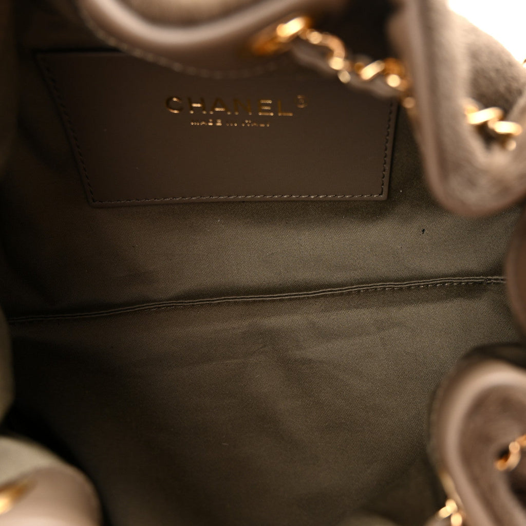 Pony Hair Mini Chanel 25 Handbag Dark Khaki