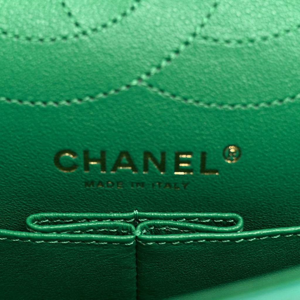 Aged Calfskin Quilted 2.55 Reissue 225 Flap Green