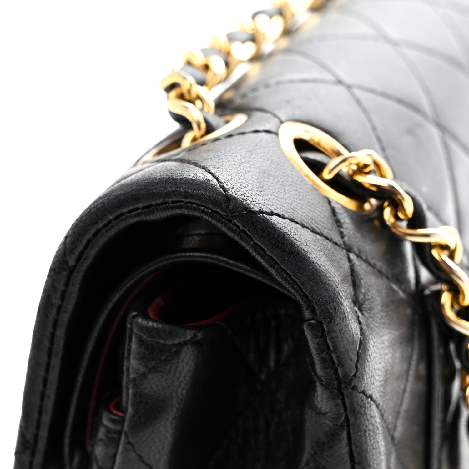Lambskin Quilted Small Double Flap Black