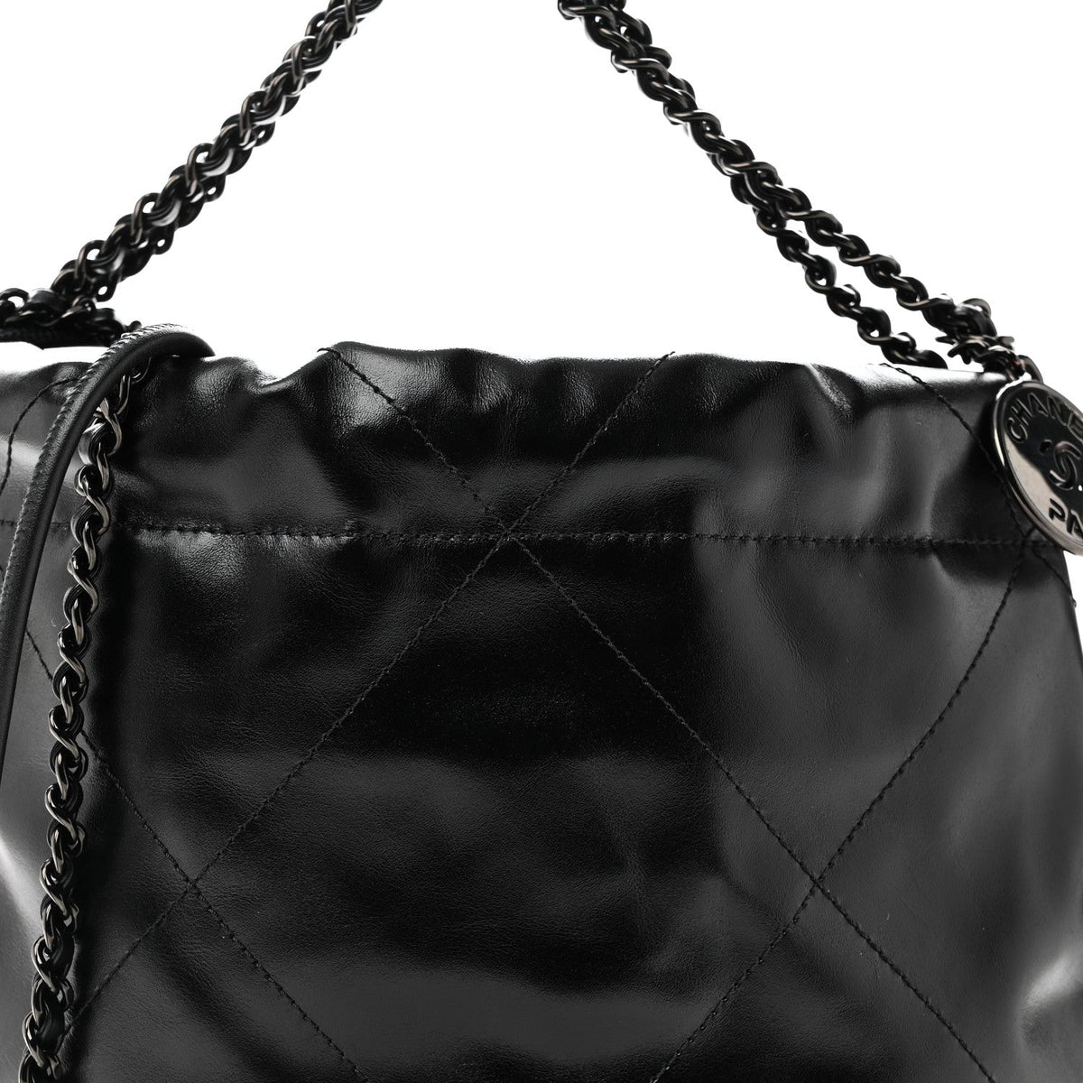 Shiny Calfskin Quilted Mini Chanel 22 So Black