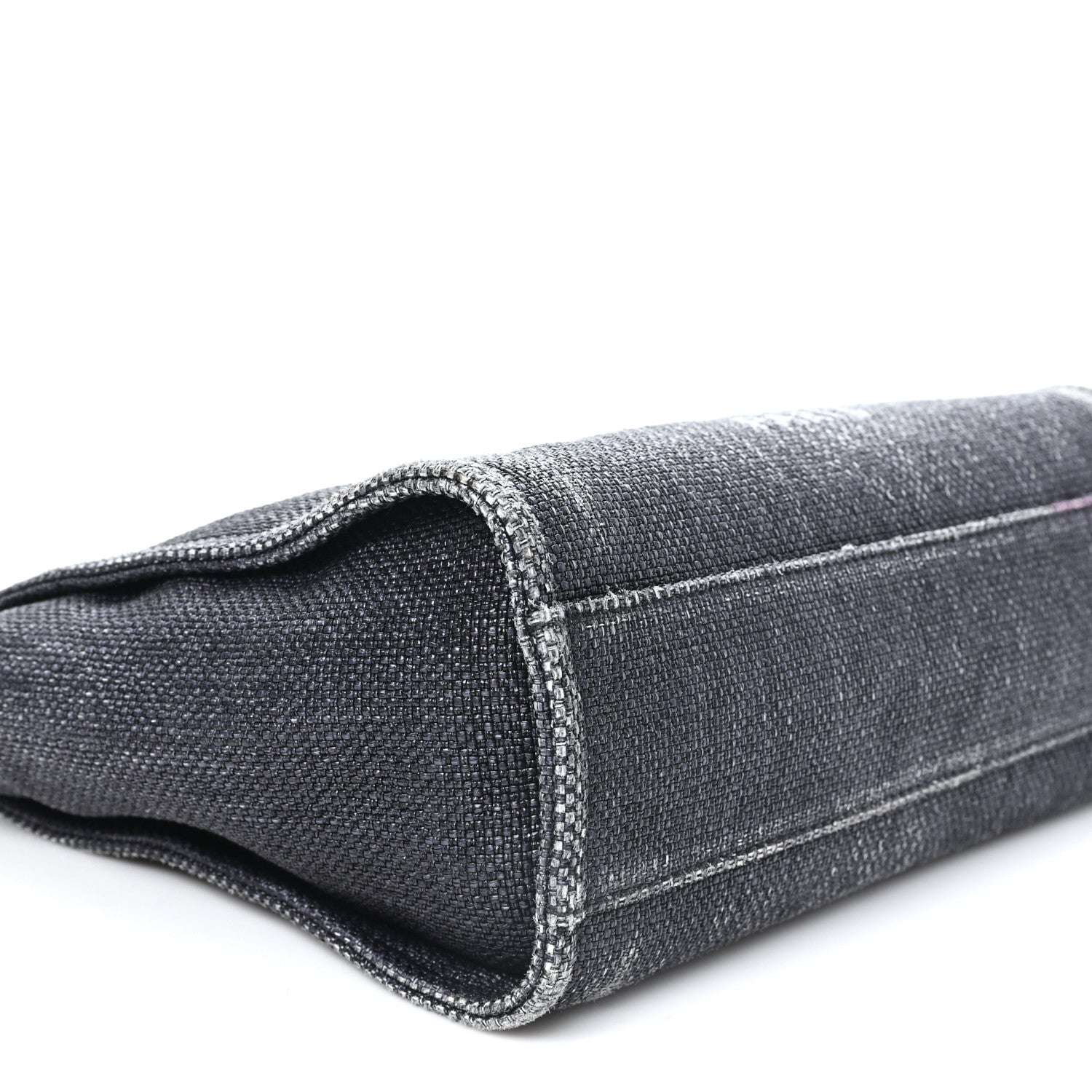 Woven Straw Raffia Small Deauville Tote Charcoal