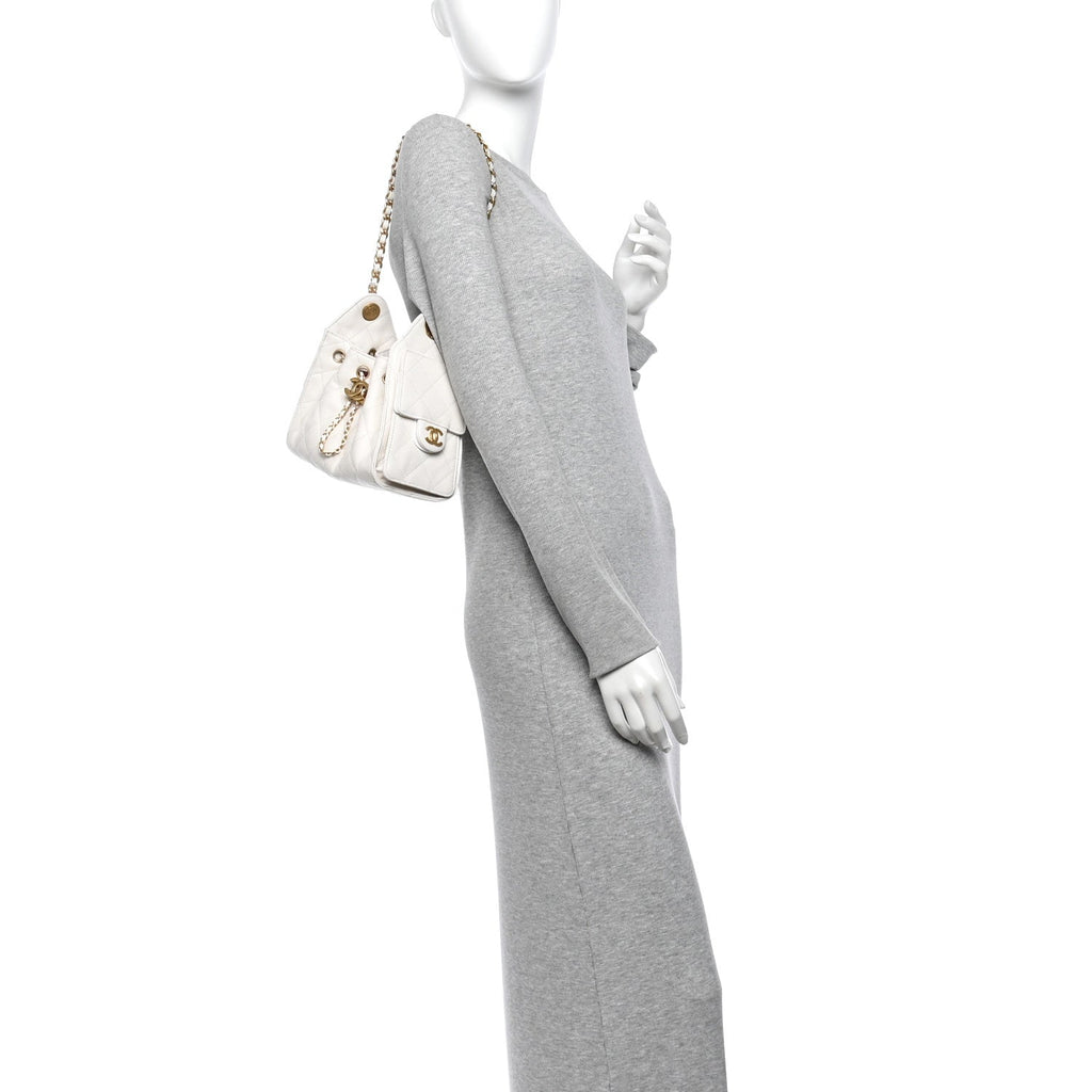Caviar Quilted Mini Chanel 25 Handbag White