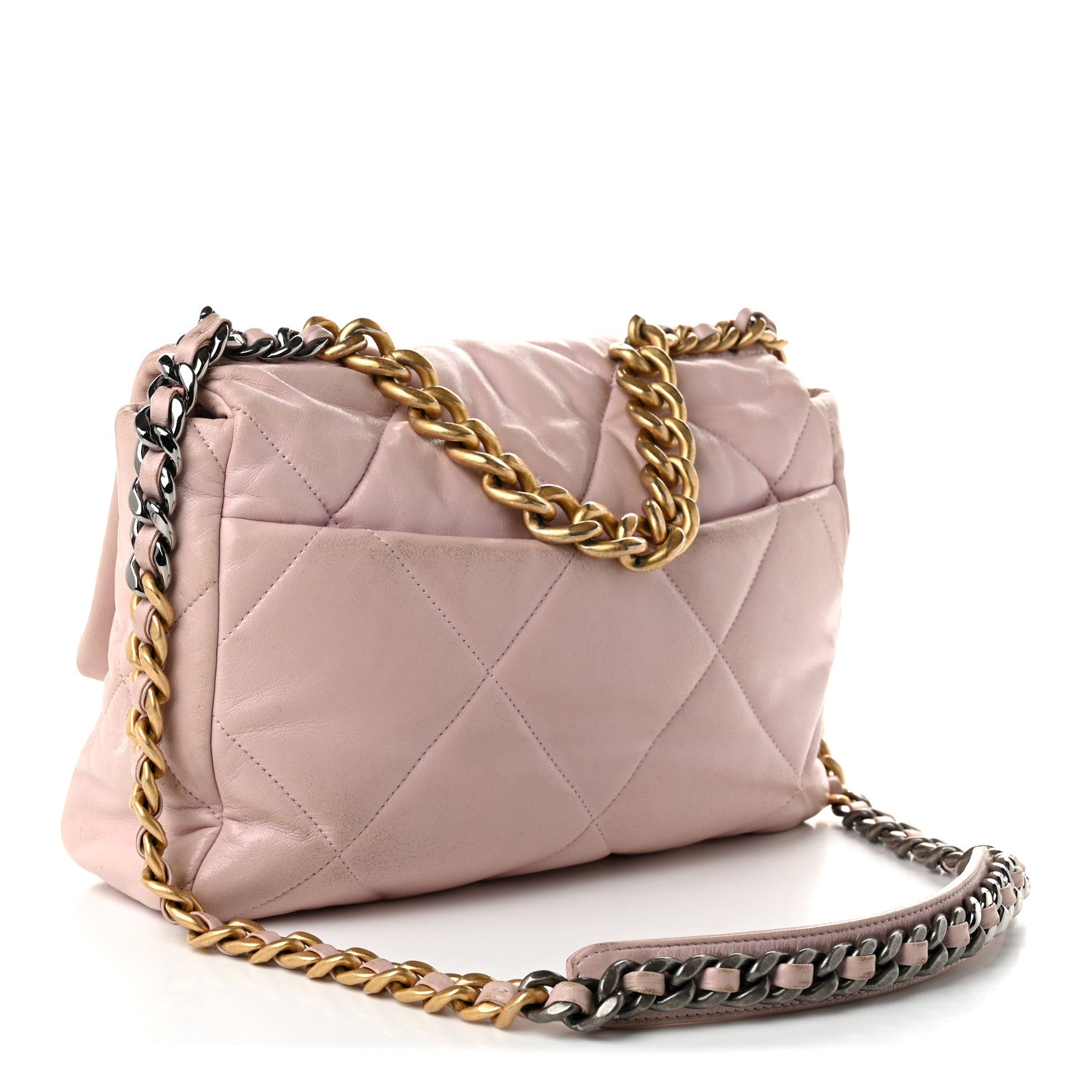 Lambskin Quilted Large Chanel 19 Flap Light Pink