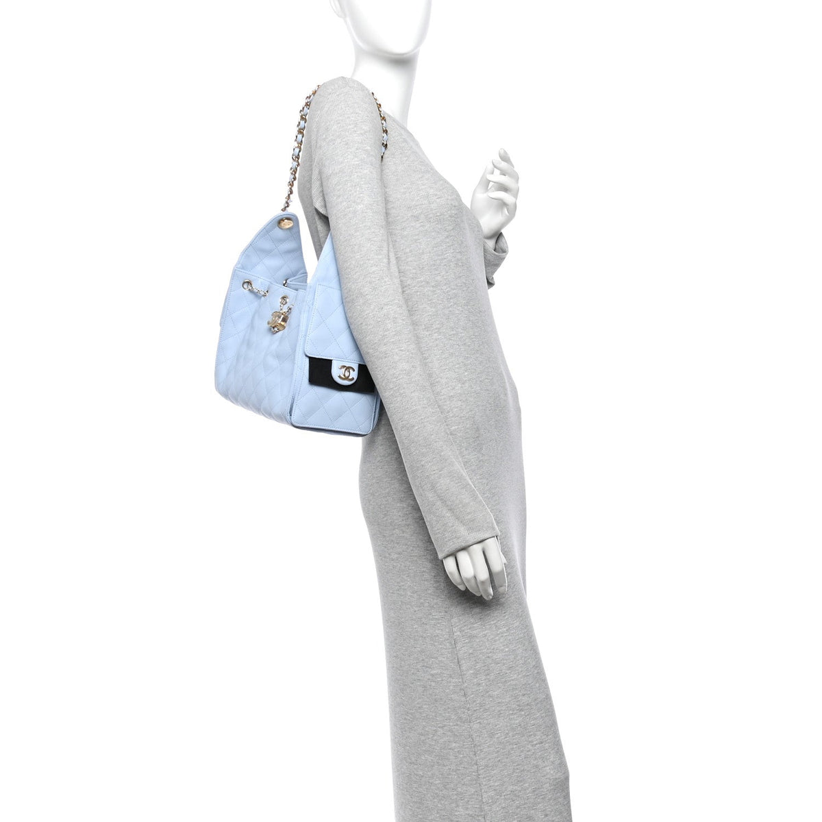 Caviar Quilted Small Chanel 25 Handbag Light Blue