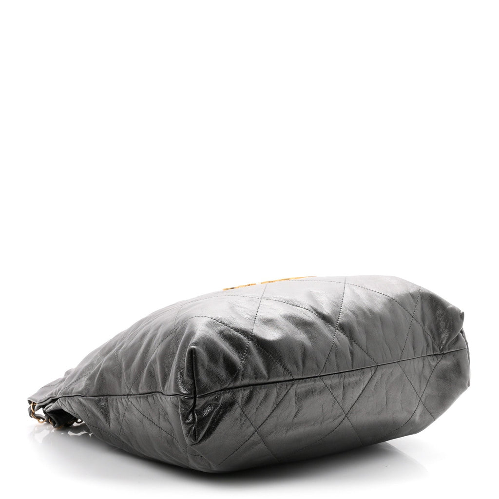 Metallic Calfskin Quilted Chanel 22 Ruthenium