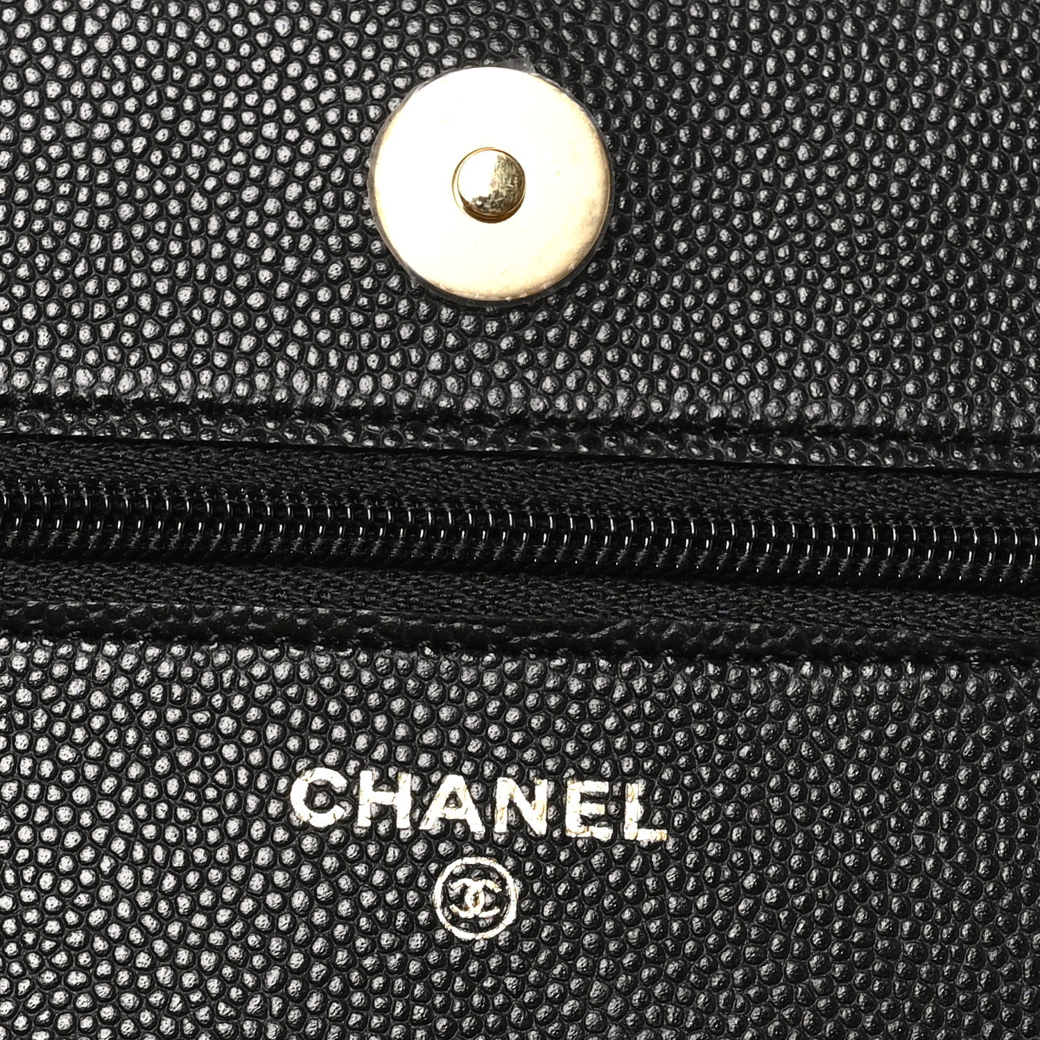 Caviar Quilted Enamel Coco Casino Wallet On Chain WOC Black