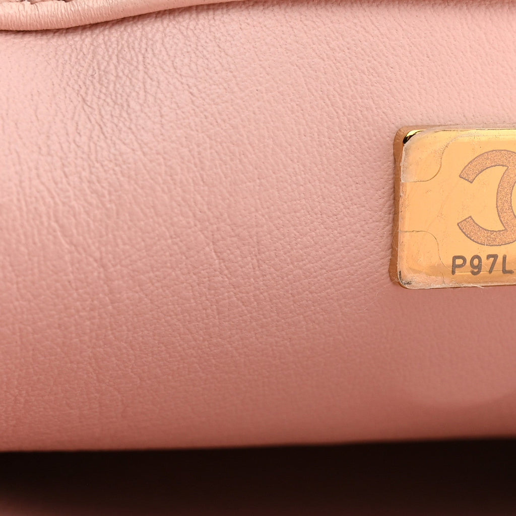Lambskin Quilted Small Trendy CC Dual Handle Flap Bag Light Beige Light Pink