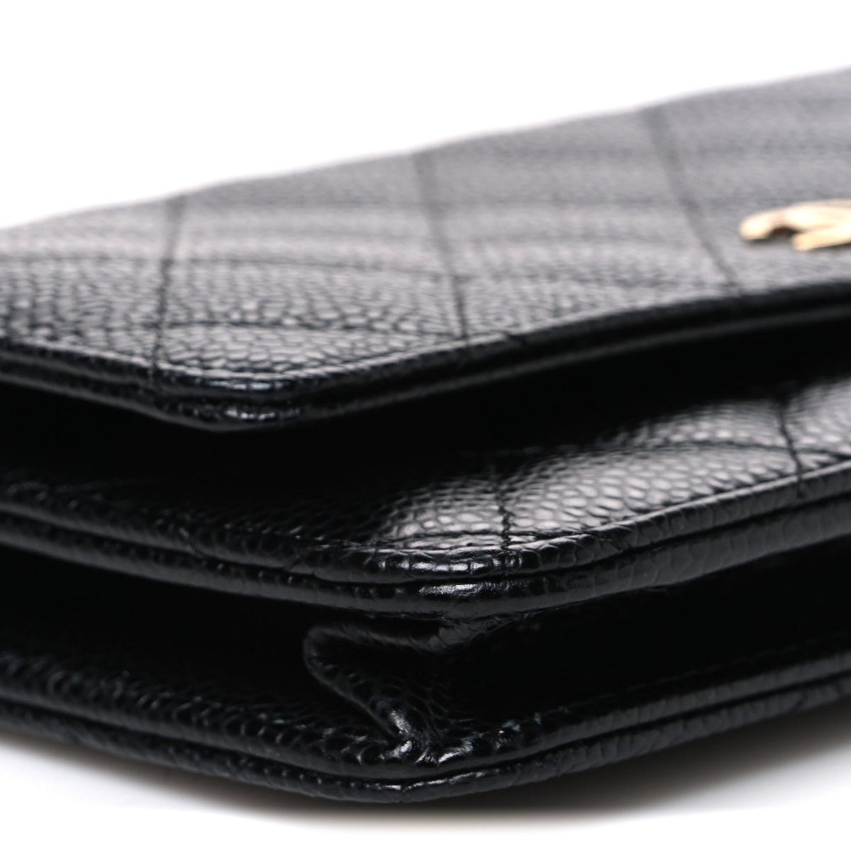 Caviar Quilted Wallet on Chain WOC Black
