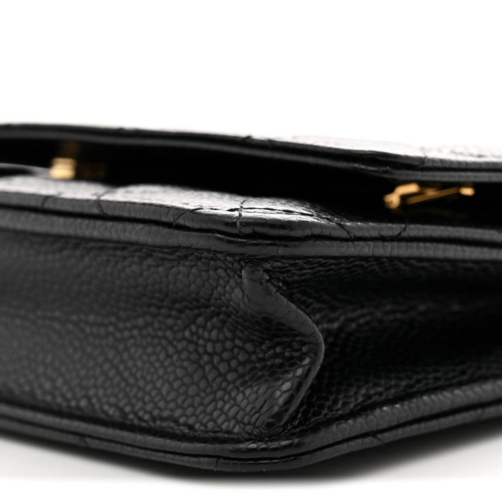 Caviar Quilted Wallet on Chain WOC Black