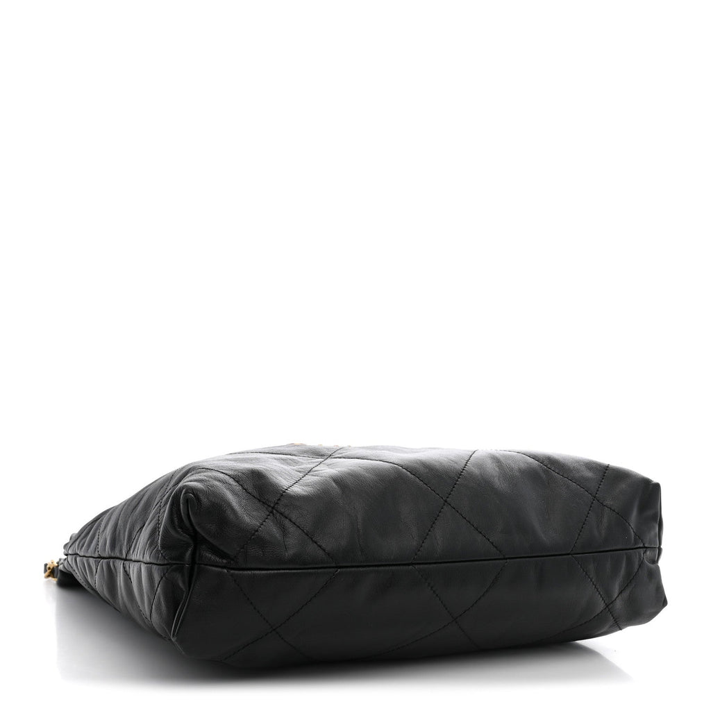 Shiny Calfskin Quilted Small Chanel 22 Black