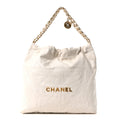 Shiny Calfskin Quilted Chanel 22 White