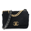 Tweed Quilted Medium Chanel 19 Flap Black Black