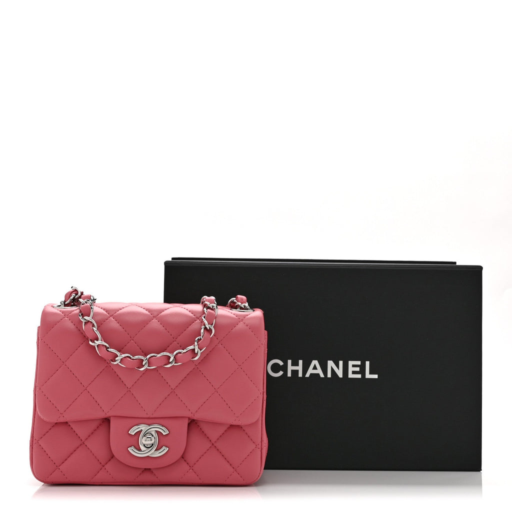 Lambskin Quilted Mini Square Flap Pink