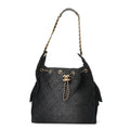 Washed Denim Quilted Medium Chanel 25 Handbag Black