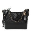 Aged Calfskin Quilted New Medium Gabrielle Hobo Black