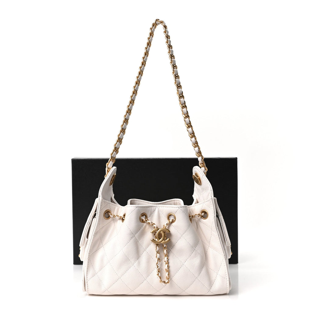 Caviar Quilted Mini Chanel 25 Handbag White