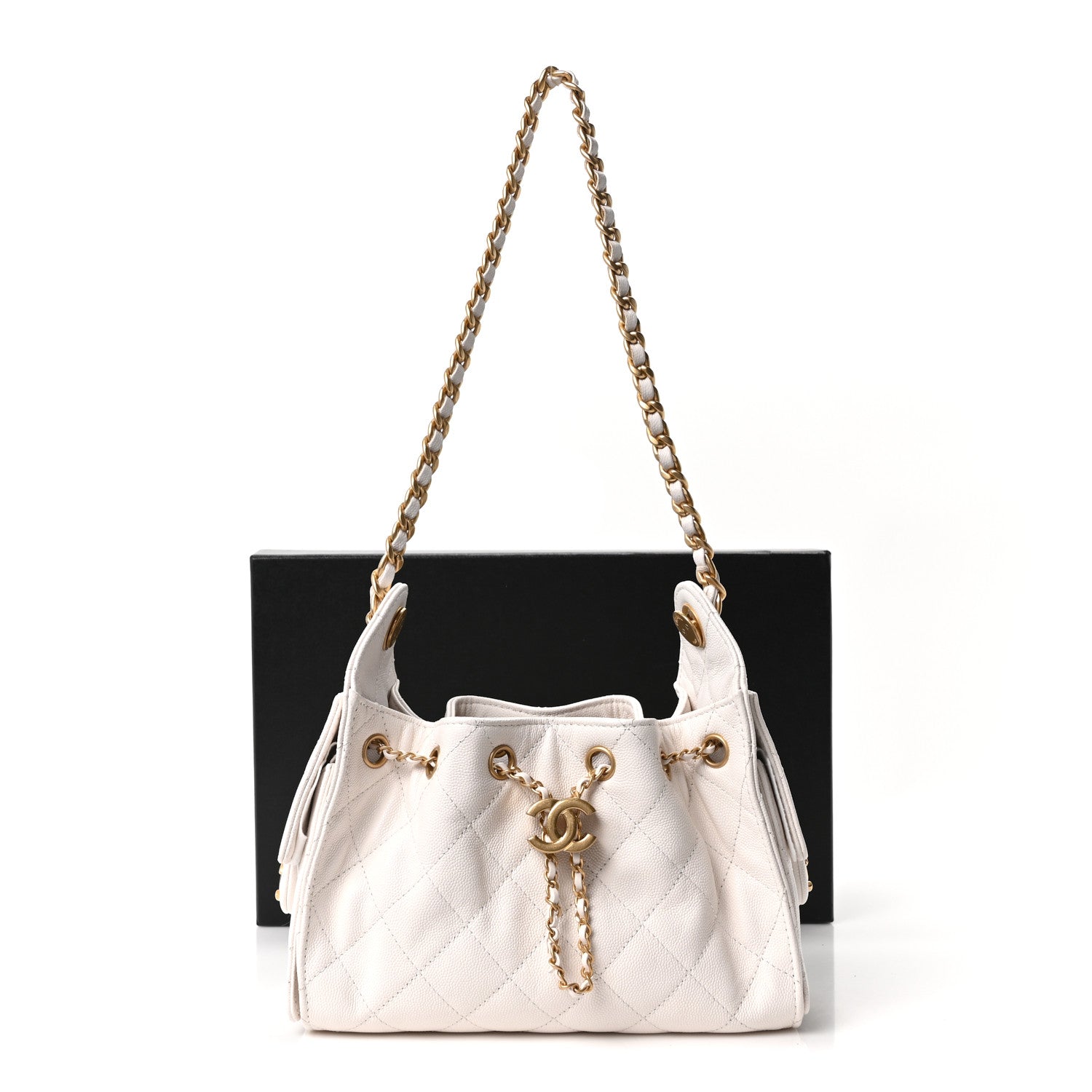 Caviar Quilted Mini Chanel 25 Handbag White