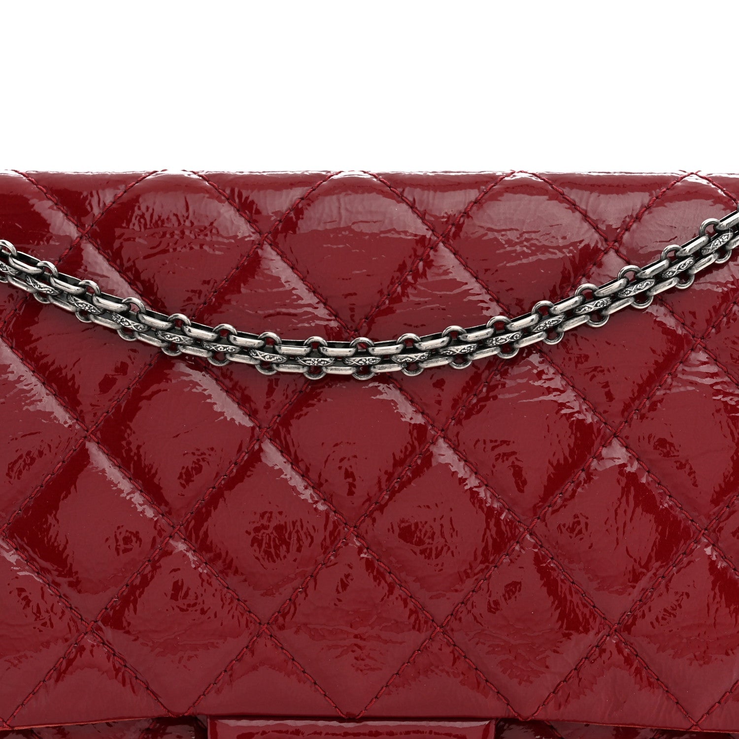 Distressed Patent Quilted 2.55 Reissue 227 Flap Raspberry Red