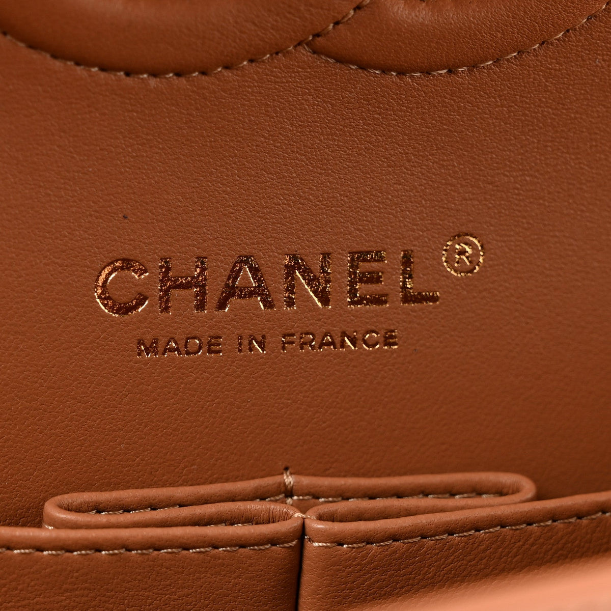 Lambskin Quilted Medium Double Flap Brown
